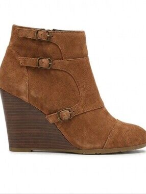 J. Crew suede leather wedge ankle boots Women's size 10 Brown Suede Ankle Bootie